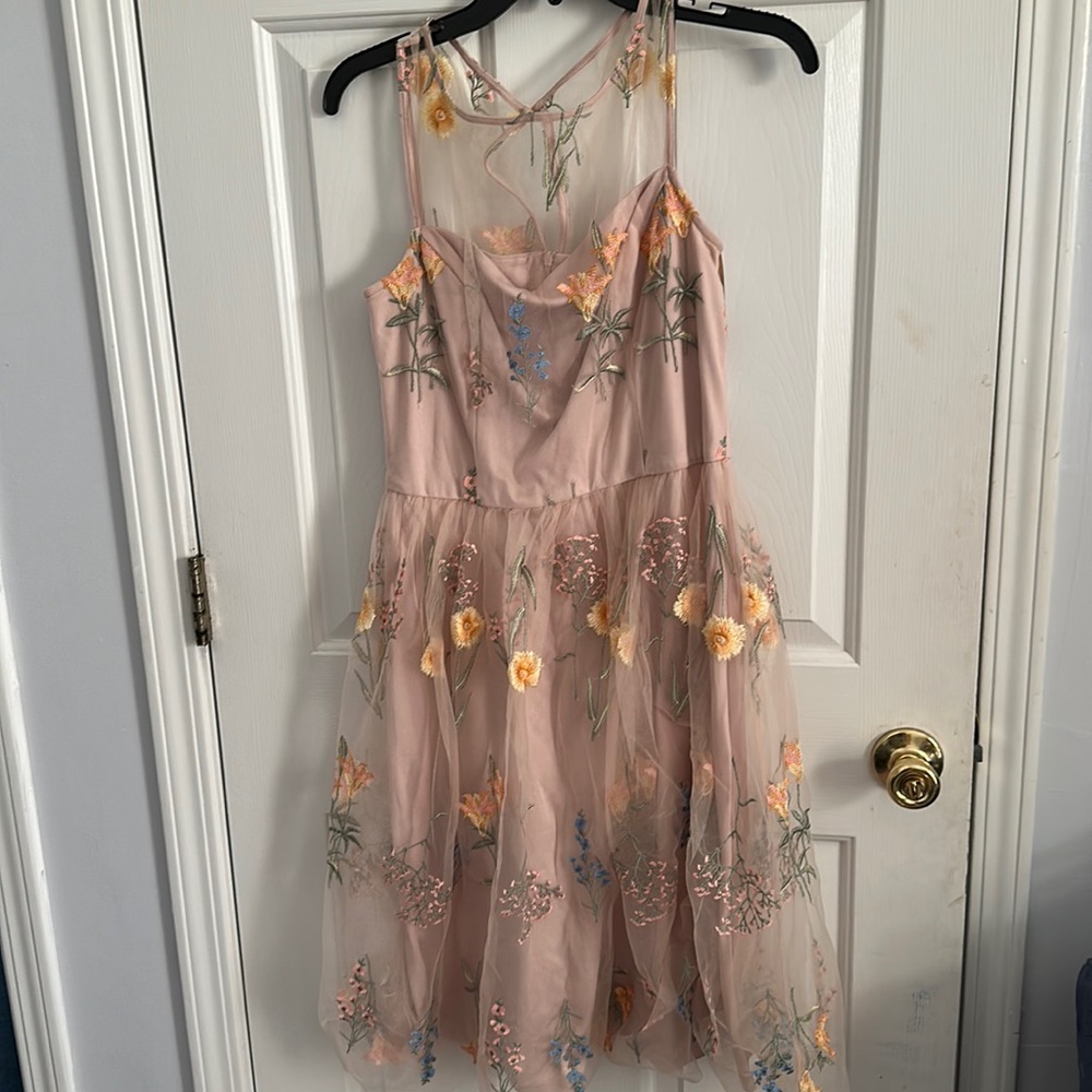 Flower embroidered dress